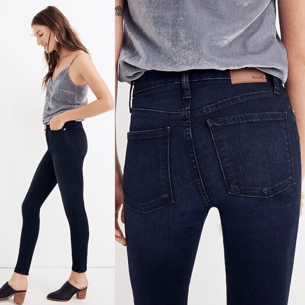MADEWELL 9" Mid-Rise Ankle Cropped Skinny Jeans in Cold Dark Denim Leggings 27